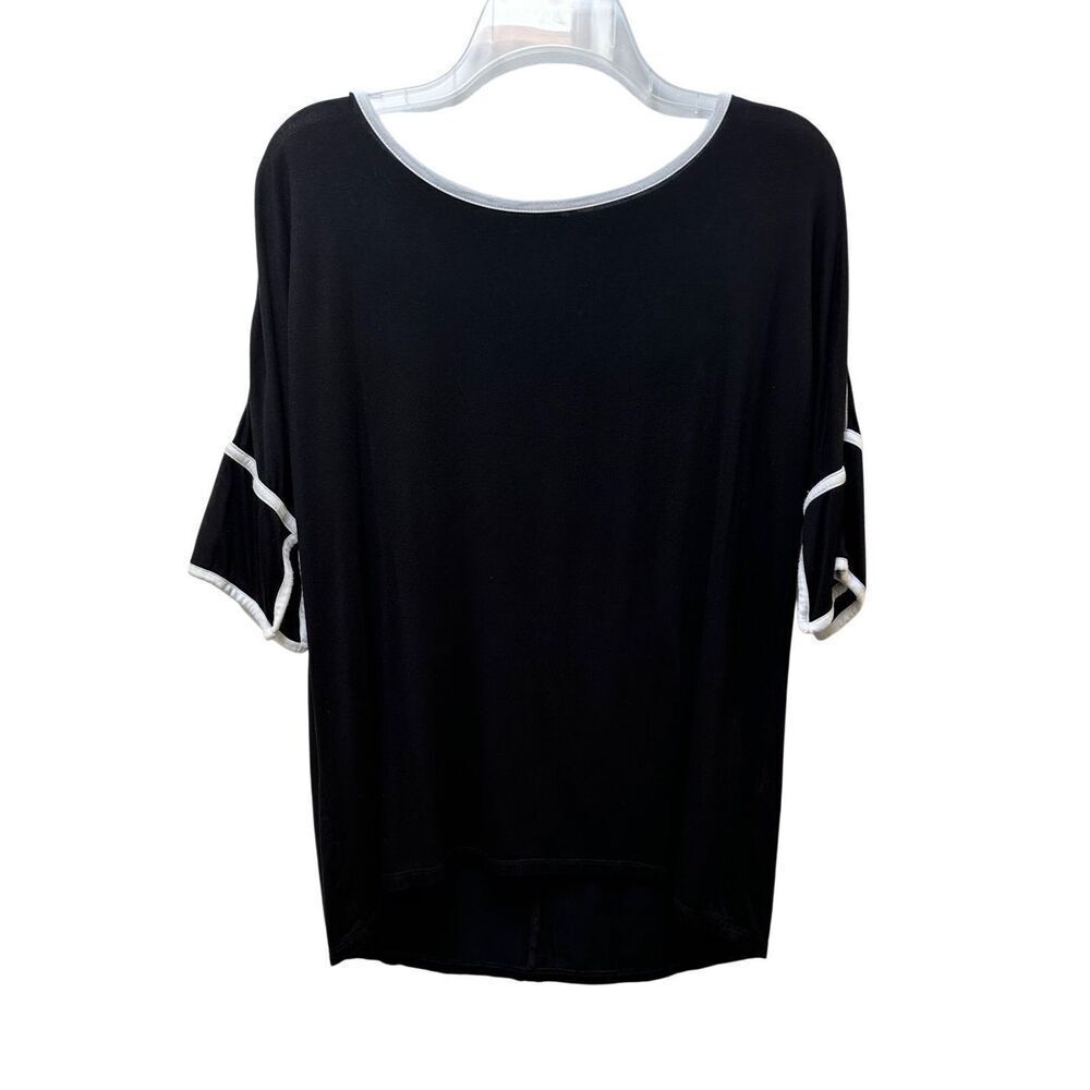 Cable & Gauge women’s black 3/4 sleeve shirt white trim size S/P #46-1915